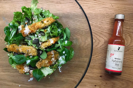 Knusprig gebackene Buffalo Tofu Streifen